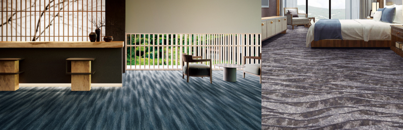 和風オーダーカーペット施工例：大広間、流水文様