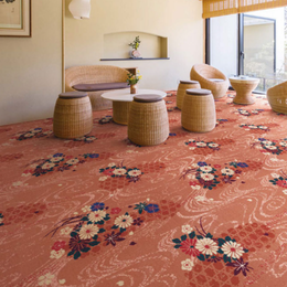 オーダーカーペット和風柄：アキスミン、赤色のデザイン