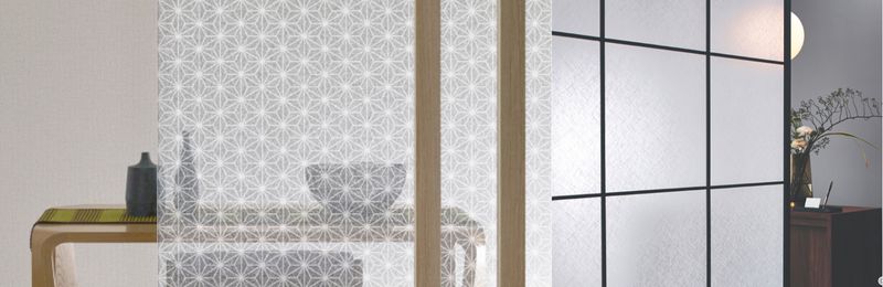 和風ガラスフィルム施工例：障子風、GF1836