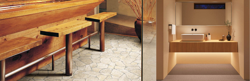 クッションフロア和風柄施工例：飲食店床、石畳デザイン