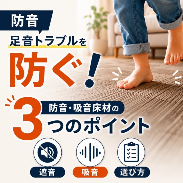 【防音】足音騒音トラブルを防ぐ！防音・吸音床材の選び方と失敗しないための3つのポイント